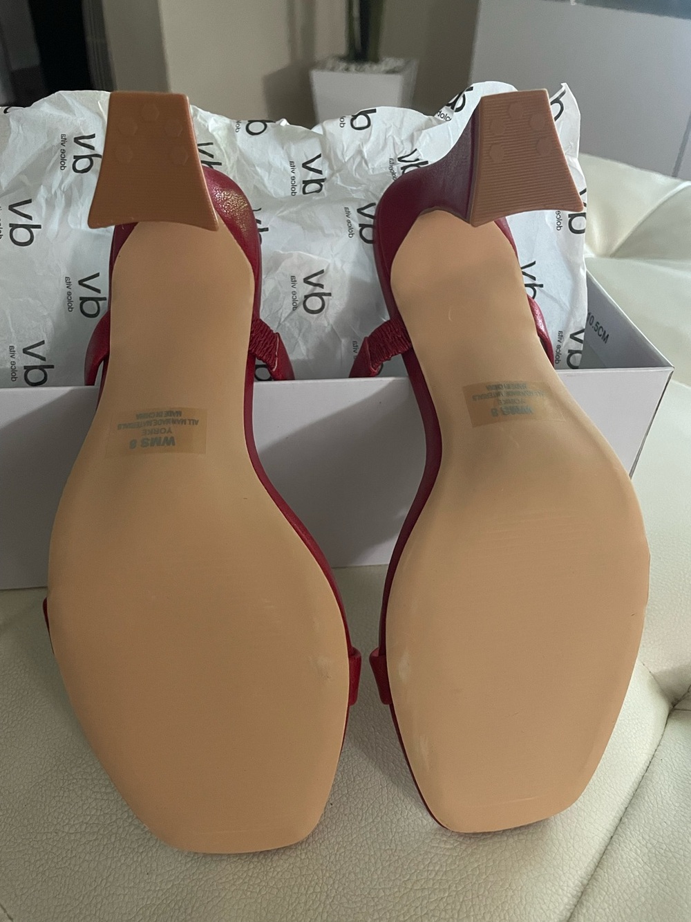 Dolce Vita Cherry Red Double-Strap Block Heel Sandals - Picture 12 of 12